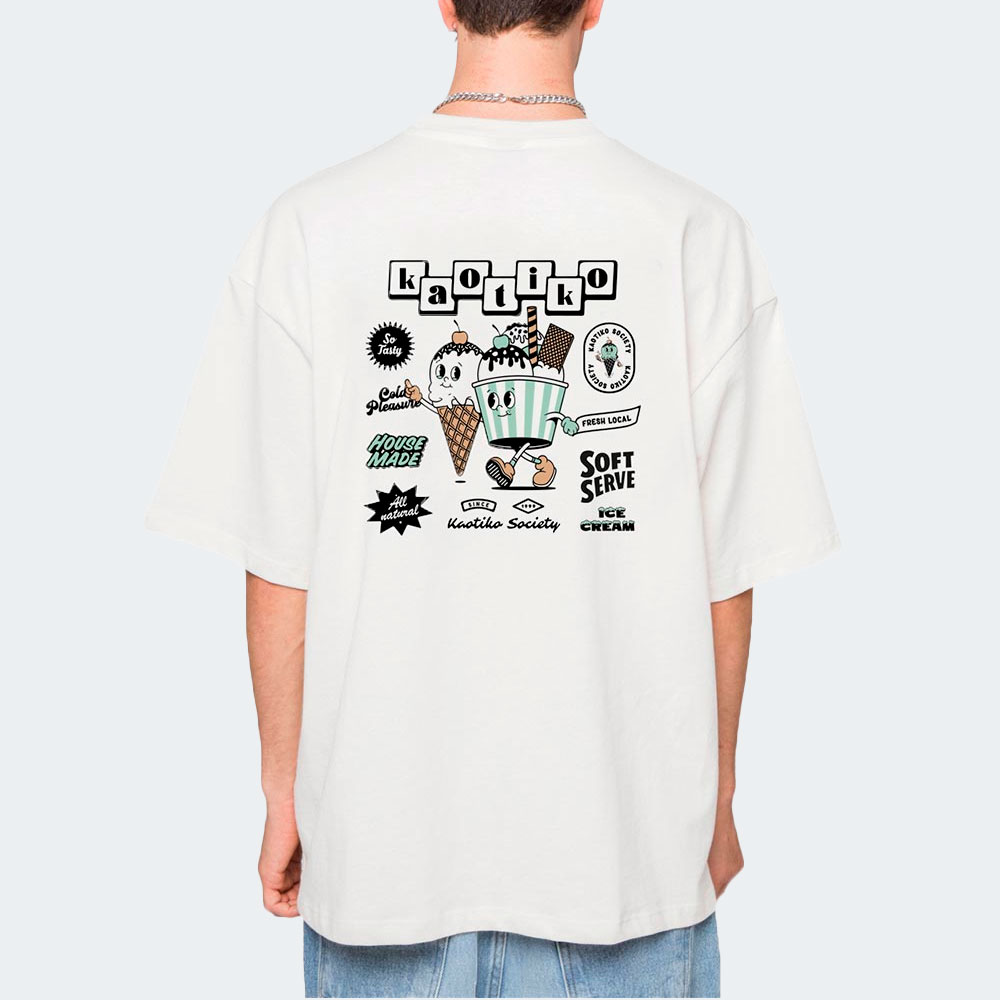 Camiseta KAOTIKO M/C WASHED ICE CREAM WHITE AQ020-